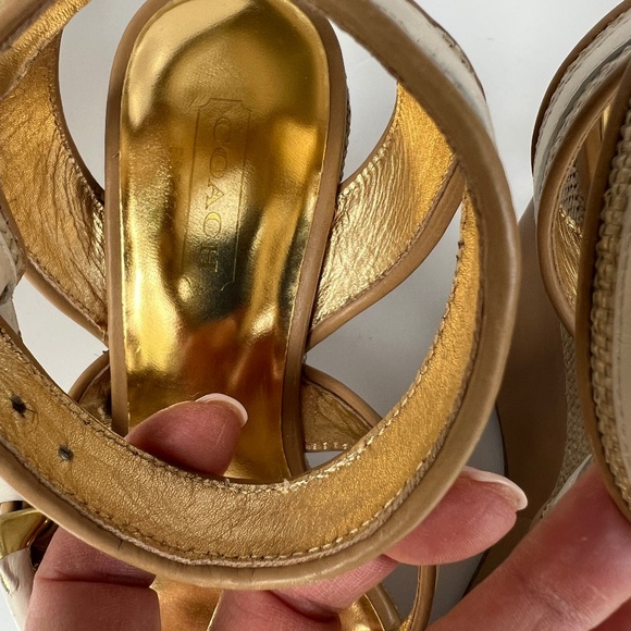 Coach Maralee Wedge Platform Raffia Tan/White  Sz 6B New - Picture 10 of 16